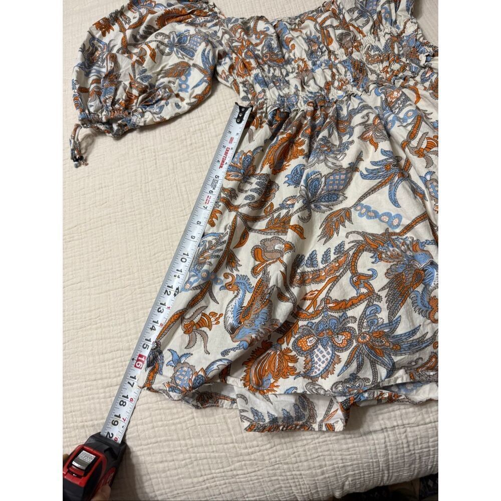 House of Harlow 1960 Bohemian Paisley Puff‑Sleeve Dress – Size M – Cream Base w/ - Picture 6 of 8